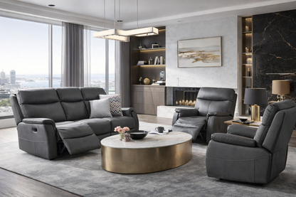 HARISSON 2RR+R+R LEATHER RECLINER SUITE - AS PICTURED