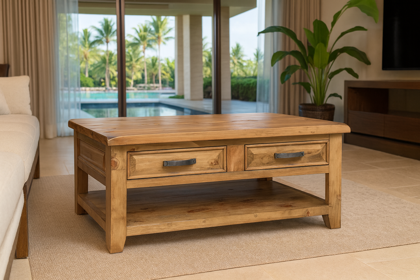 PINELANDS COFFEE TABLE (HTGCT) - 1200(W) x 700(D) - GREY WASH (#501) OR WALNUT