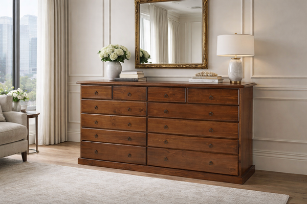 Jessica / Urban (AUSSIE MADE) Thick Top 12 Drawer Chest - 1200(H) X 1800(W) - Assorted Colours