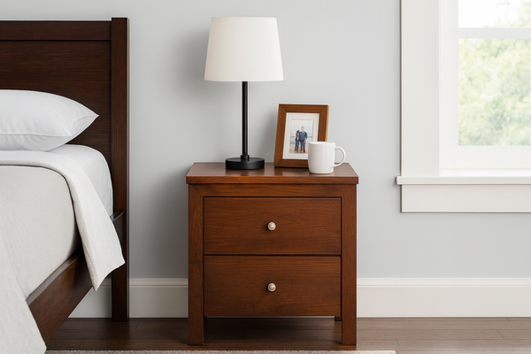 THOMAS / TYLER (AUSSIE MADE) 2 DRAWER BEDSIDE TABLE COLLECTION - ASSORTED STAINED COLOURS