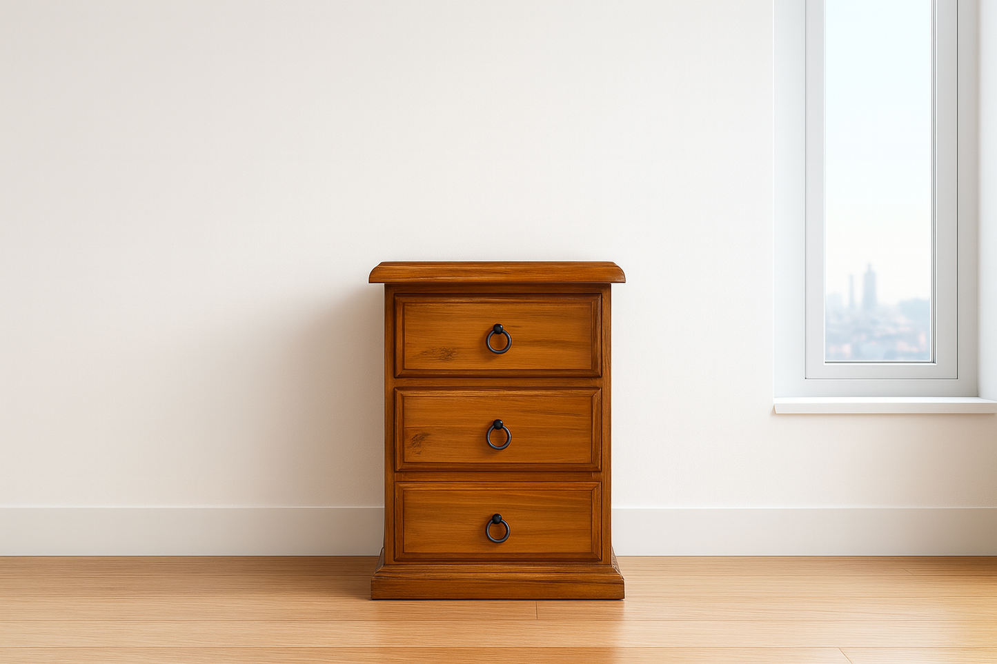 CRONULLA (AUSSIE MADE) 3 DRAWER BEDSIDE TABLE - TASSIE OAK COMBINATION - ASSORTED COLOURS