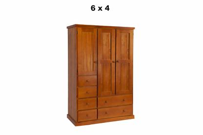Urban (AUSSIE MADE) Flat Top 3 Door / 6 Drawer Wardrobe Collection - Assorted Stained Colours