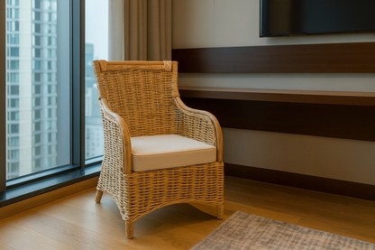 TORINO  RATTAN  CHAIR WITH CUSHION - NATURAL