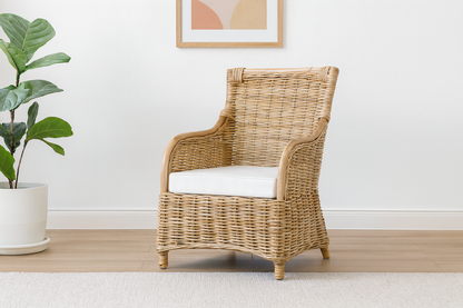 TORINO  RATTAN  CHAIR WITH CUSHION - NATURAL