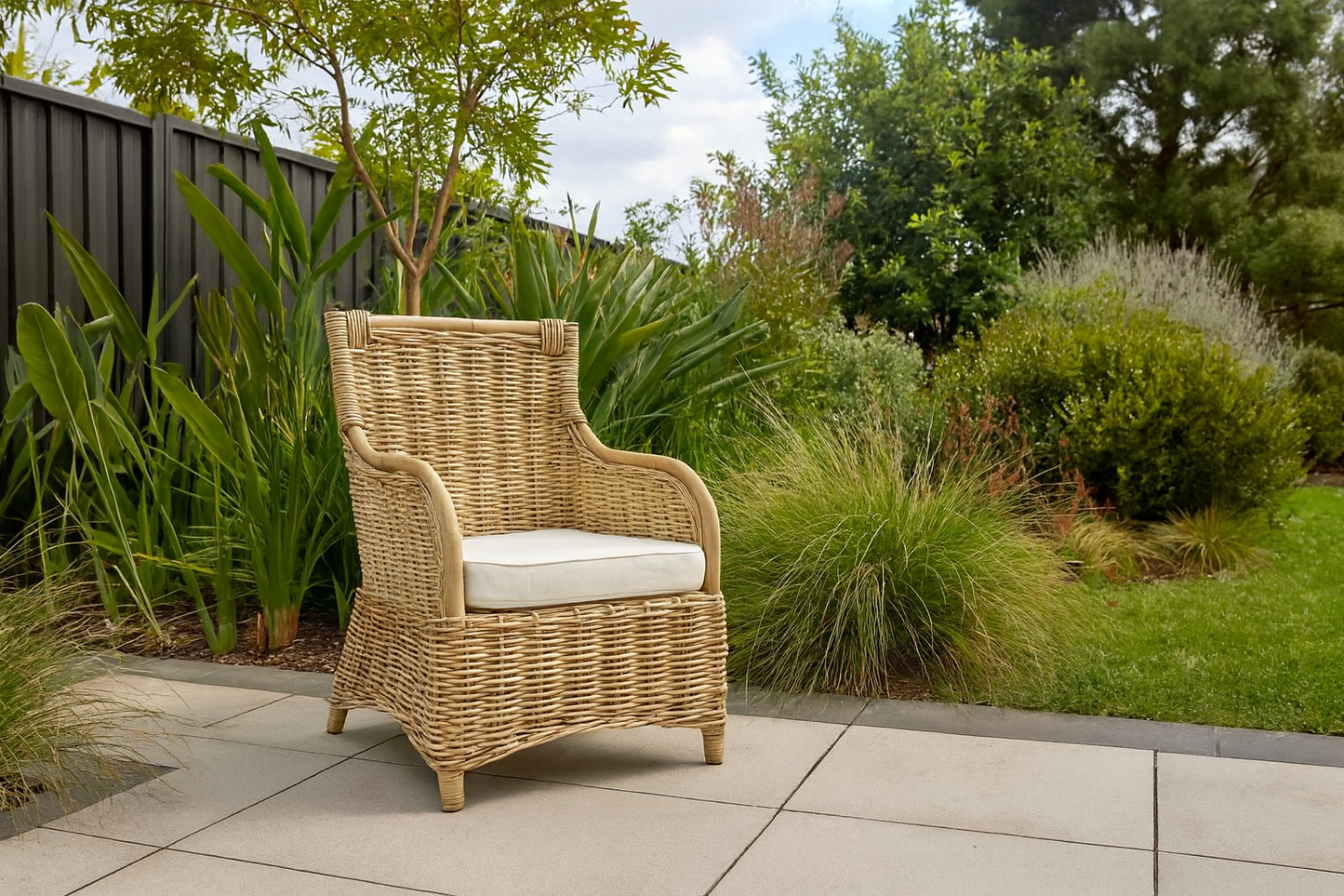 TORINO  RATTAN  CHAIR WITH CUSHION - NATURAL