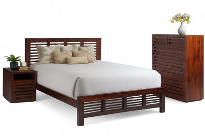QUEEN MANLY 3 PIECE (BEDSIDE) BEDROOM SUITE - BALTIC (#215) , WALNUT (#219) OR GREYWASH (#501)