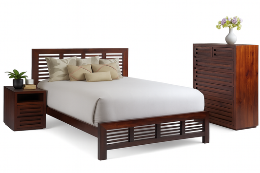 Manly (AUSSIE MADE) King 4 Piece (TALLBOY) Bedroom Suite - Baltic (#215), Walnut (#219) Or Greywash (#501)