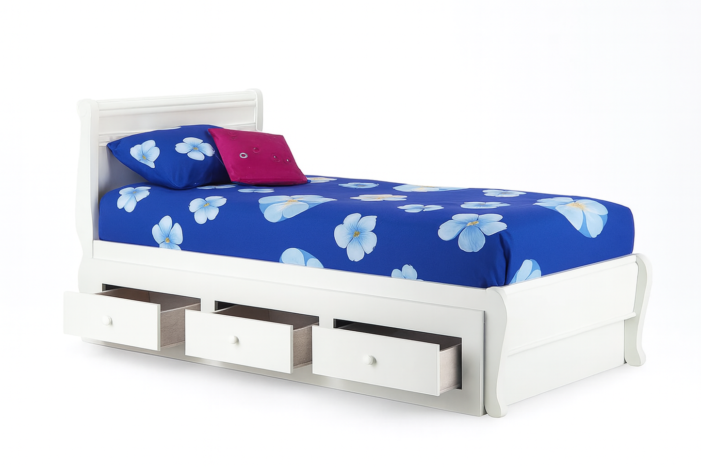 Teenage Underbed Storage 3 X Drawers - 1900(W) X 520(D) - White