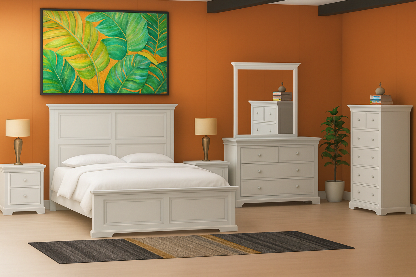 DOUBLE OR QUEEN TUDOR 3 PIECE (BEDSIDE) BEDROOM SUITE WITH 2 UNDER BED STORAGE DRAWERS BED - ASSORTED COLOURS