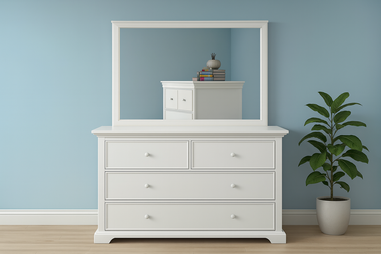 Tudor (CUSTOM MADE) 4 Drawer Dressing Table With Mirror - Assorted Colours