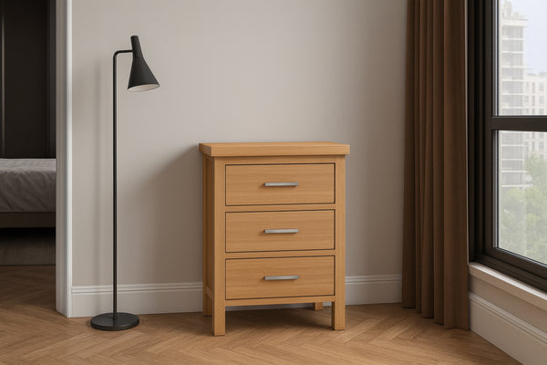 BELROSE (AUSSIE MADE) BEDSIDE TABLE COLLECTION - TASSIE OAK COMBINATION - ASSORTED STAINED COLOURS