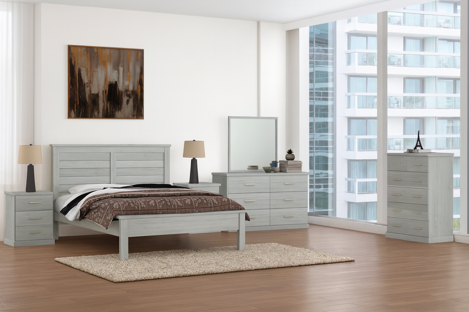 Bayside (AUSSIE MADE) Single Or King Single 3 Piece Bedroom Suite - White, Antique White, Whitewash & Brushed Colour Options