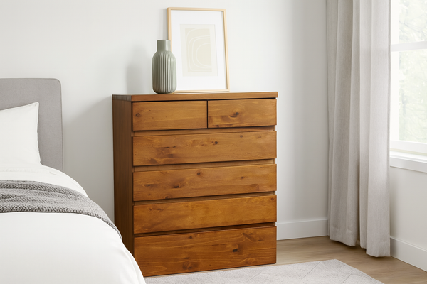 Fletcher (AUSSIE MADE) 6 Drawer (2 OVER 4) Tallboy - 1200(H) X 900(W) - Assorted Stained Colours