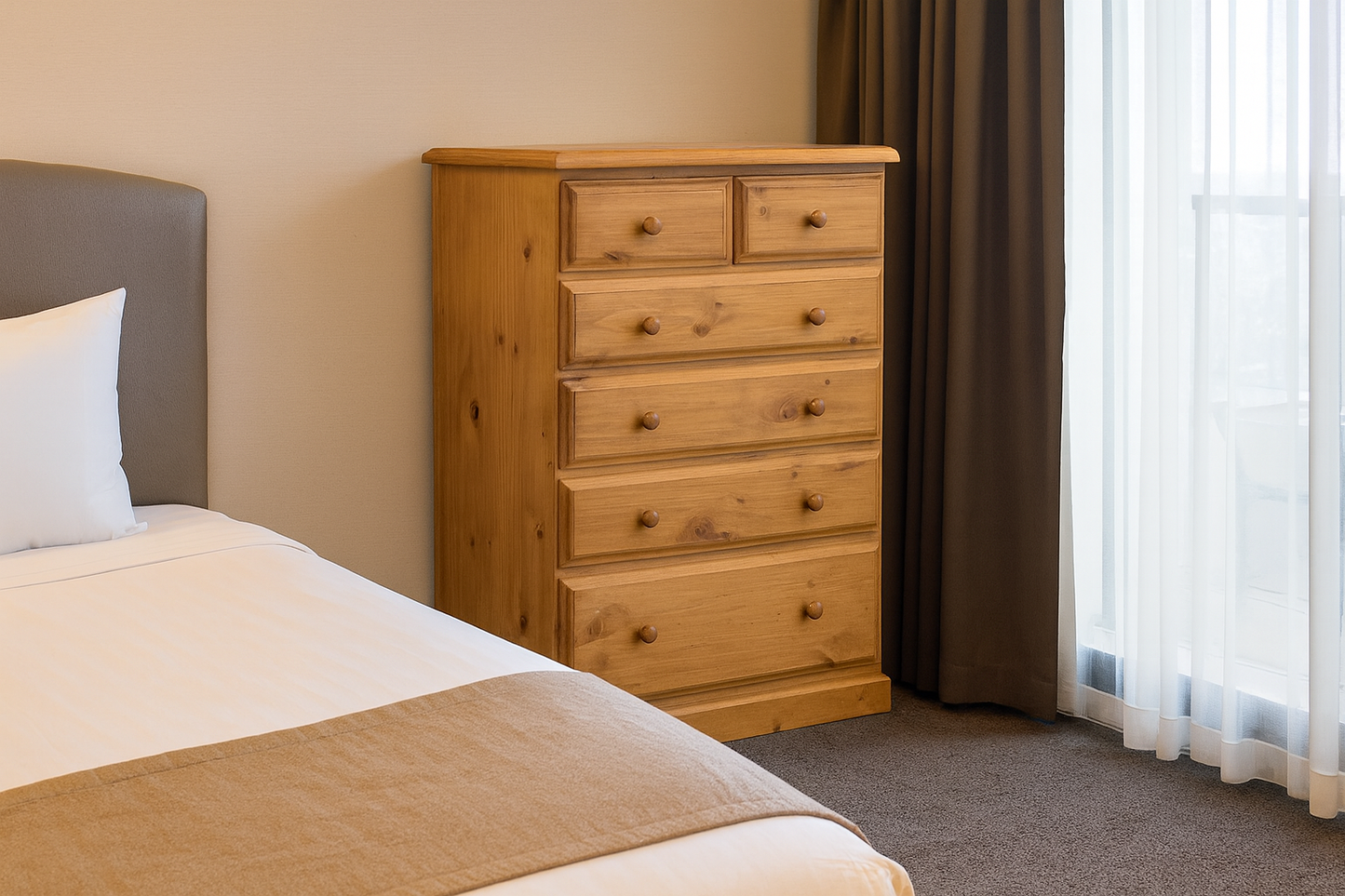 York (AUSSIE MADE) 6 Drawer Tallboy - 1200(H) X 900(W) - Assorted Colours