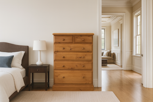 York (AUSSIE MADE) Tallboy 6 Drawer (2 OVER 4) - 1200(H) X 900(W) X 450(D) - Assorted Colours