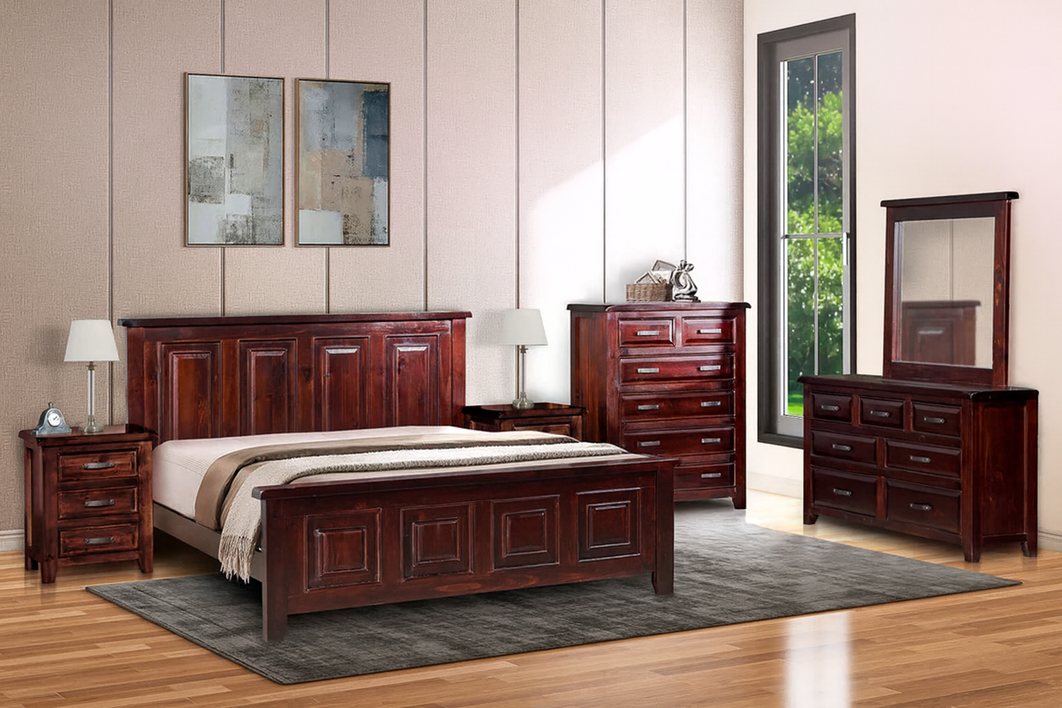 Sydneyside King 4 Piece (TALLBOY) Bedroom Suite - Walnut