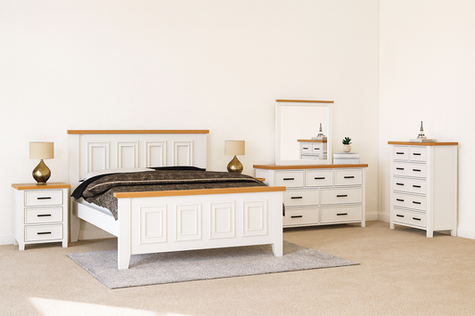 Double Or Queen Sydneyside (AUSSIE MADE) 6 Piece (THE LOT) Bedroom Suite - Two Tone - Assorted Colours
