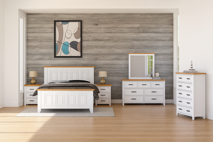 DOUBLE OR QUEEN SYDNEYSIDE (AUSSIE MADE) 5 PIECE (DRESSER) BEDROOM SUITE - TWO TONE - ASSORTED COLOURS