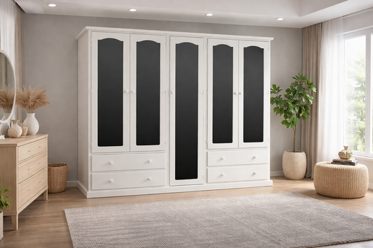 Mudgee (AUSSIE MADE) 3 Sections Multirobe With 5 Mirrored Doors Collection - Assorted Painted Colours