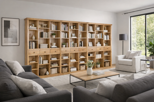 Lithgow (AUSSIE MADE) Bookcase With 9 Drawers - 1900(H) X 3600(W) (3 SECTIONS) Pigeon Paired - Assorted Colours