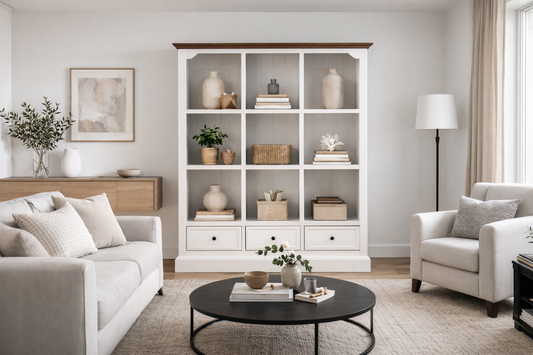 Hamptons (AUSSIE MADE) Cube Bookcase With Drawers Collection - Assorted Painted / Stained Colours
