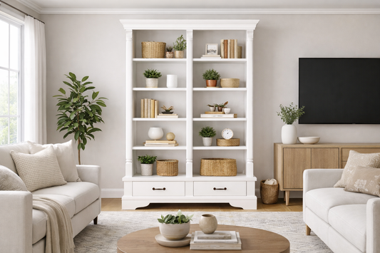 Pillar (AUSSIE MADE) Hardwood Bookcase With 2 Drawers Collection - Assorted Painted Colours
