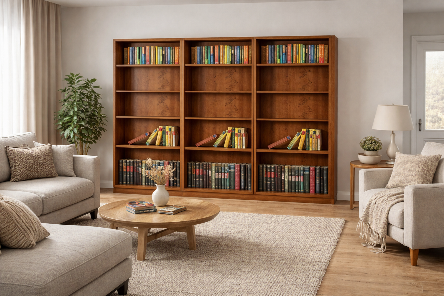 Sussie (AUSSIE MADE) Triple Highline Bookcase Collection - (3 SECTION) - Assorted Stained Colours