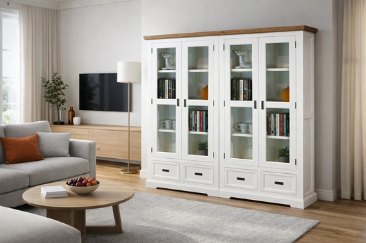 Hamptons (CUSTOM MADE) Large Library Unit - 1900(H) X 1800(W) X 400(D) - Pigeon Paired - Assorted Colours