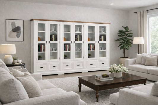 Hamptons (CUSTOM MADE) Large Library Unit - 1900(H) X 2700(W) X 400(D) - Pigeon Paired (3 SECTIONS) - Assorted Colours