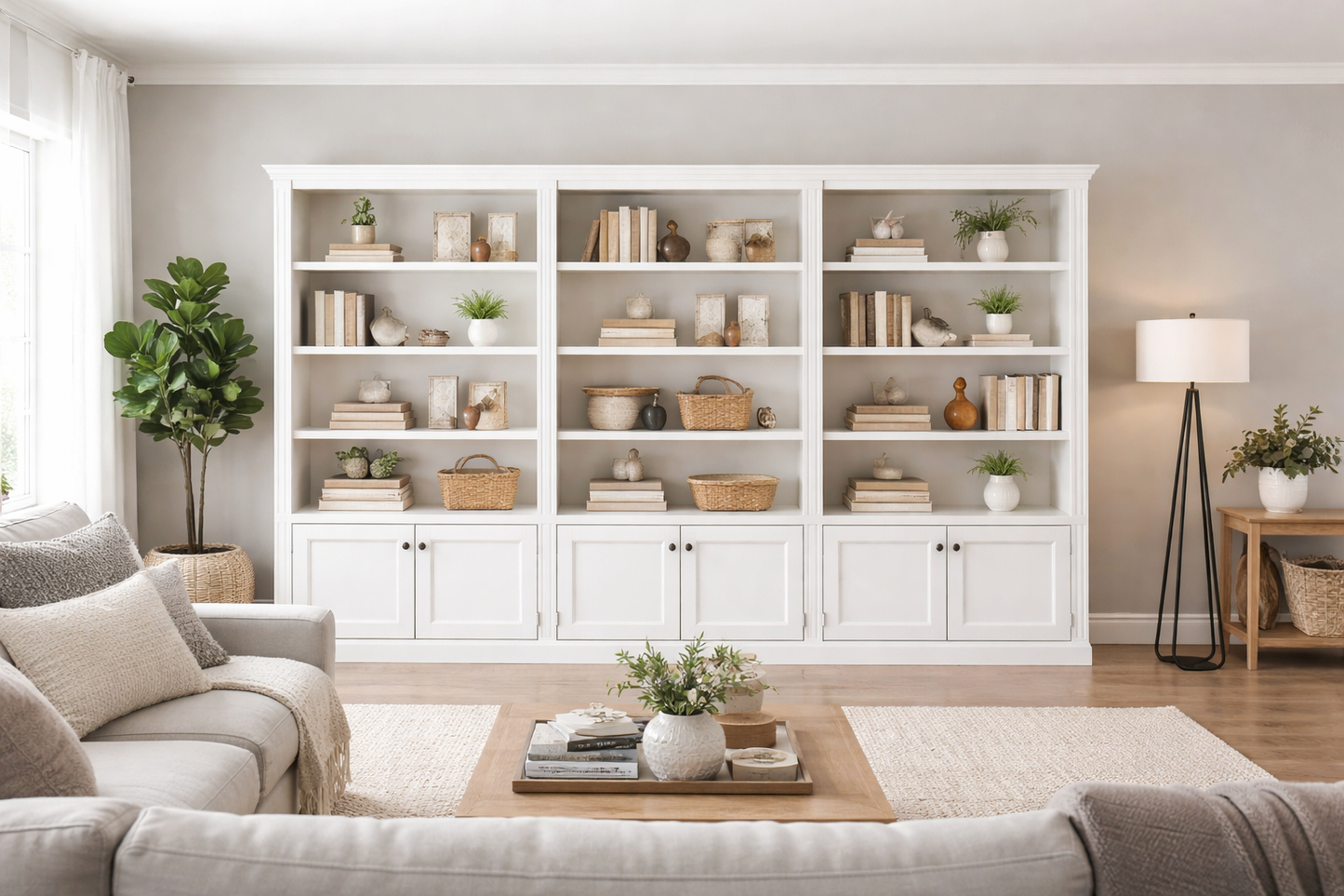 Bayside (AUSSIE MADE) 6 Door Bookcase Pigeon Paired (4 SECTIONS) Collection - Assorted Painted Colours