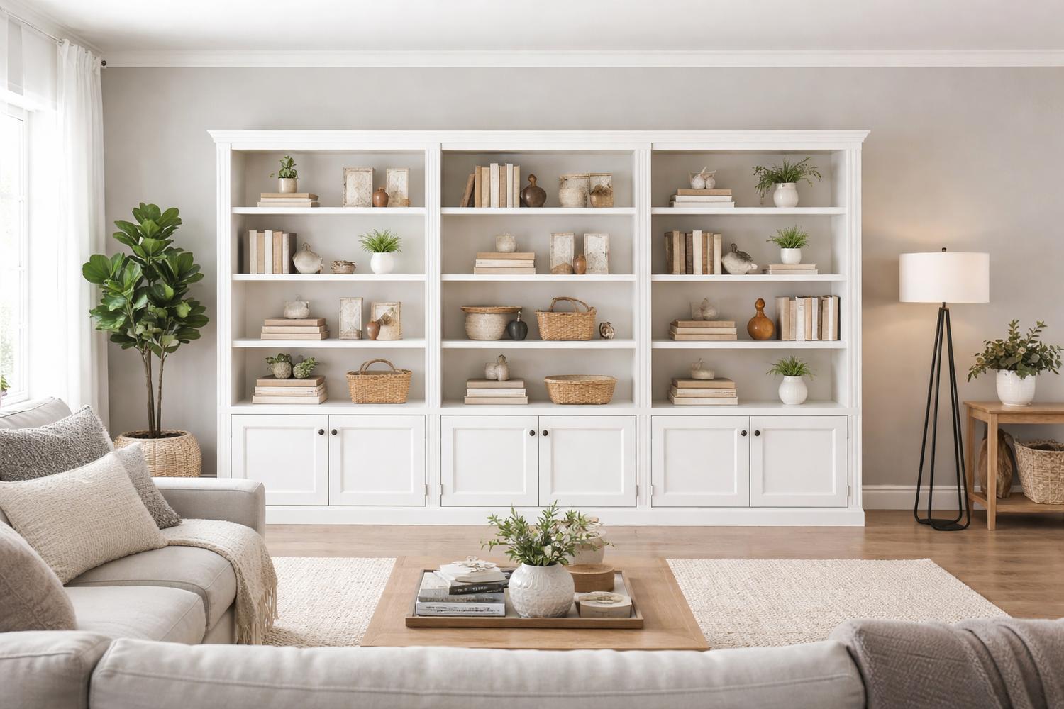 Bayside (AUSSIE MADE) 6 Door Bookcase Pigeon Paired (4 SECTIONS) Collection - Assorted Painted Colours