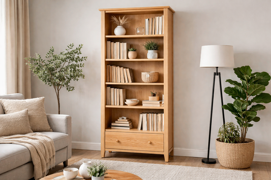 Robinhood (AUSSIE MADE) Large Bookcase With 1 Drawer Collection - Tassie Oak Combination - Assorted Stained Colours