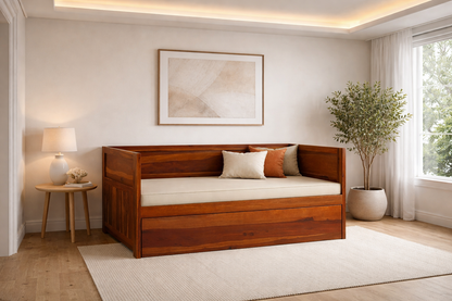 Single Or King Single Academy (AUSSIE MADE) Daybed With Trundle Bed - Assorted Stained Colours