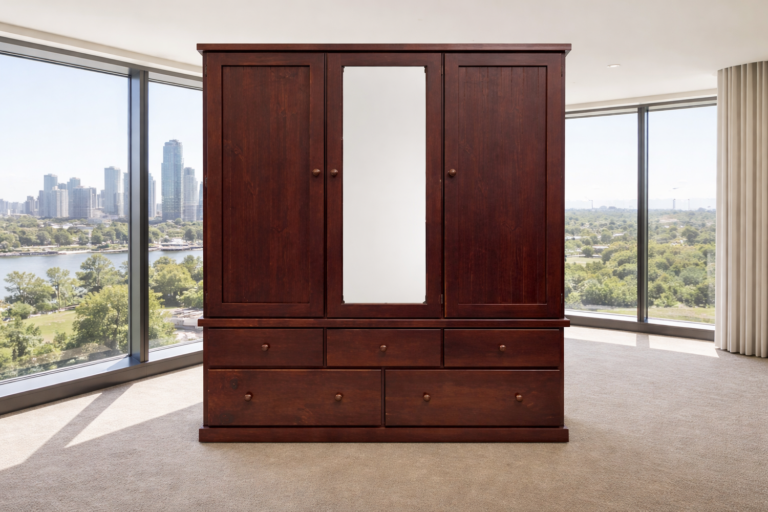 Montana (AUSSIE MADE) Wardrobe 3 Door / 5 Drawer With T&g Backing Collection - Assorted Stained Colours