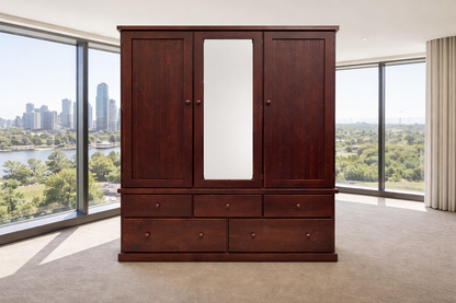 Montana (AUSSIE MADE) Wardrobe 3 Door / 5 Drawer With T&g Backing Collection - Assorted Stained Colours