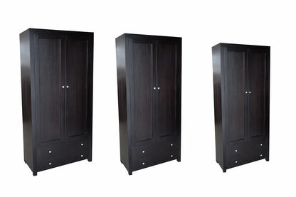 Morgan (AUSSIE MADE) 2 Door / 2 Drawer Combo Wardrobe With Handles Half / Half Collection - Tassie Oak Combination - Assorted Stained Colours