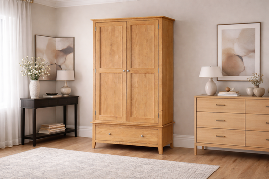 Robinhood (AUSSIE MADE) Large 2 Door Wardrobe Collection - Tassie Oak Combination - Assorted Stained Colours