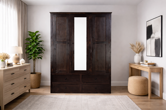 Quinn / Ozark (AUSSIE MADE) 3 Door / 4 Drawer Mirror Wardrobe Collection - Assorted Stained Colours