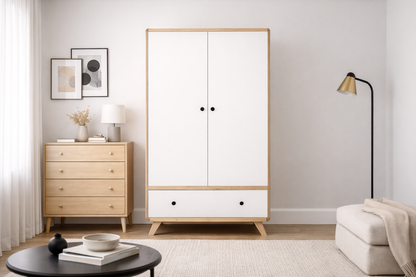 Noric (AUSSIE MADE) 2 Door / 1 Drawer Wardrobe Collection - Tasmanian Oak Combination -assorted Painted Colours