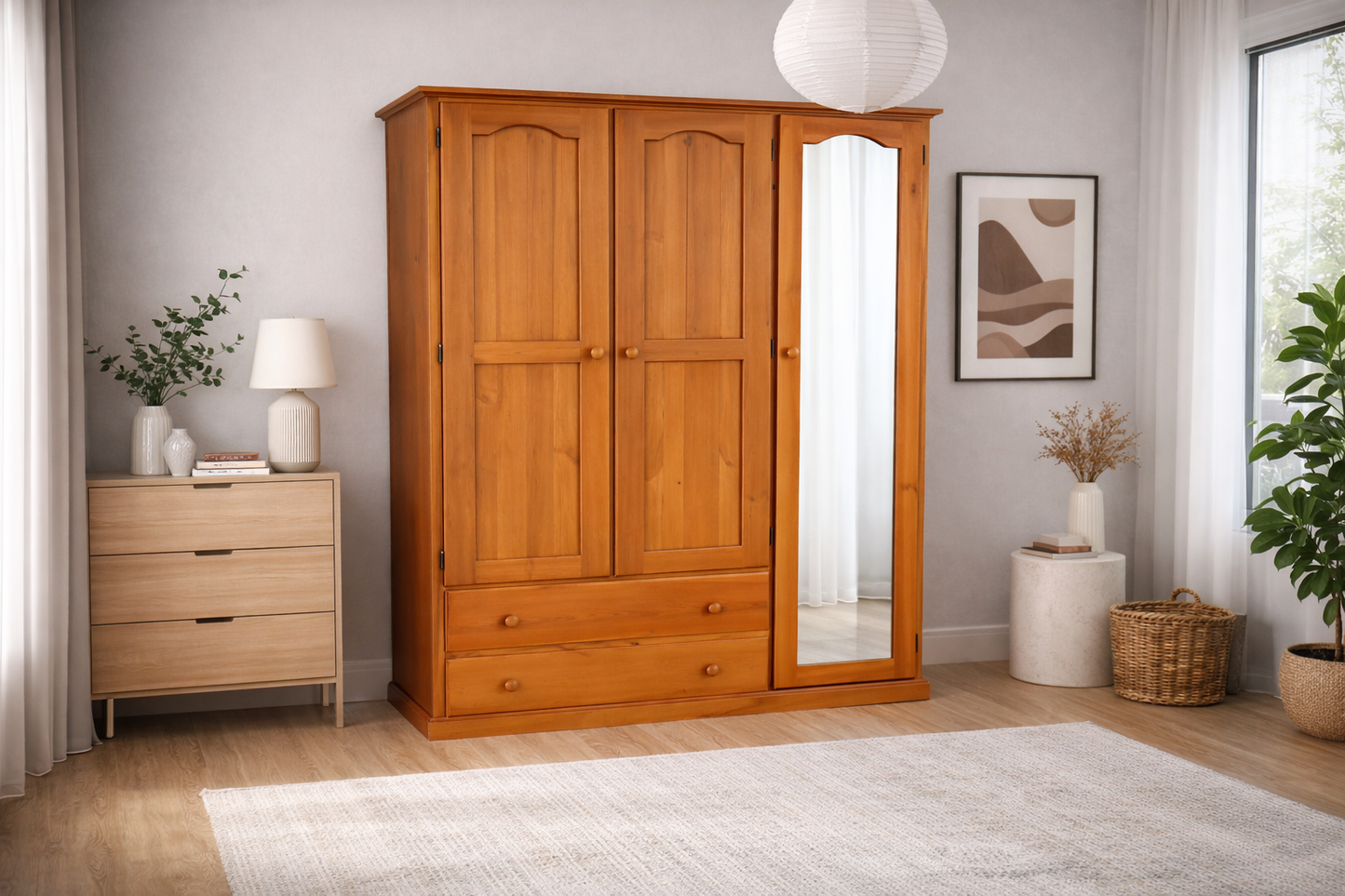 Mudgee (AUSSIE MADE) Utility Wardrobe With Mirror (RIGHT OR LEFT HAND SIDE FACING) Collection - Assorted Stained Colours