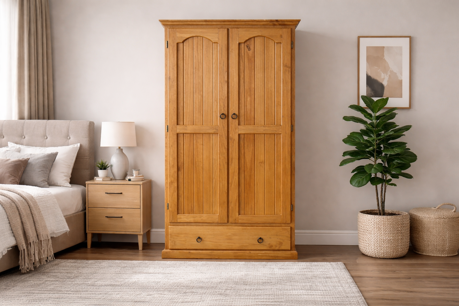 Clio (AUSSIE MADE) 2 Door / 1 Blanket (DEEP) Drawer Wardrobe Collection - Assorted Stained Colours