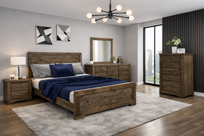 Rusticed Double Or Queen 6 Piece (THE LOT) Bedroom Suite - Rustic