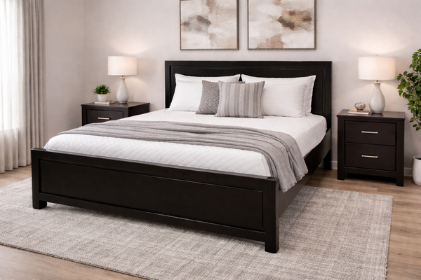 King Rondo (AUSSIE MADE) Solid Pine Panel Bed - Assorted Colours