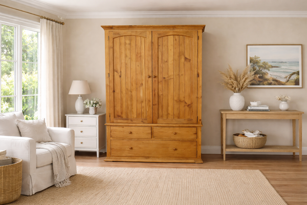 Cottage (AUSSIE MADE) 2 Piece Wardrobe With Blanket Drawer Collection - Assorted Stained Colours