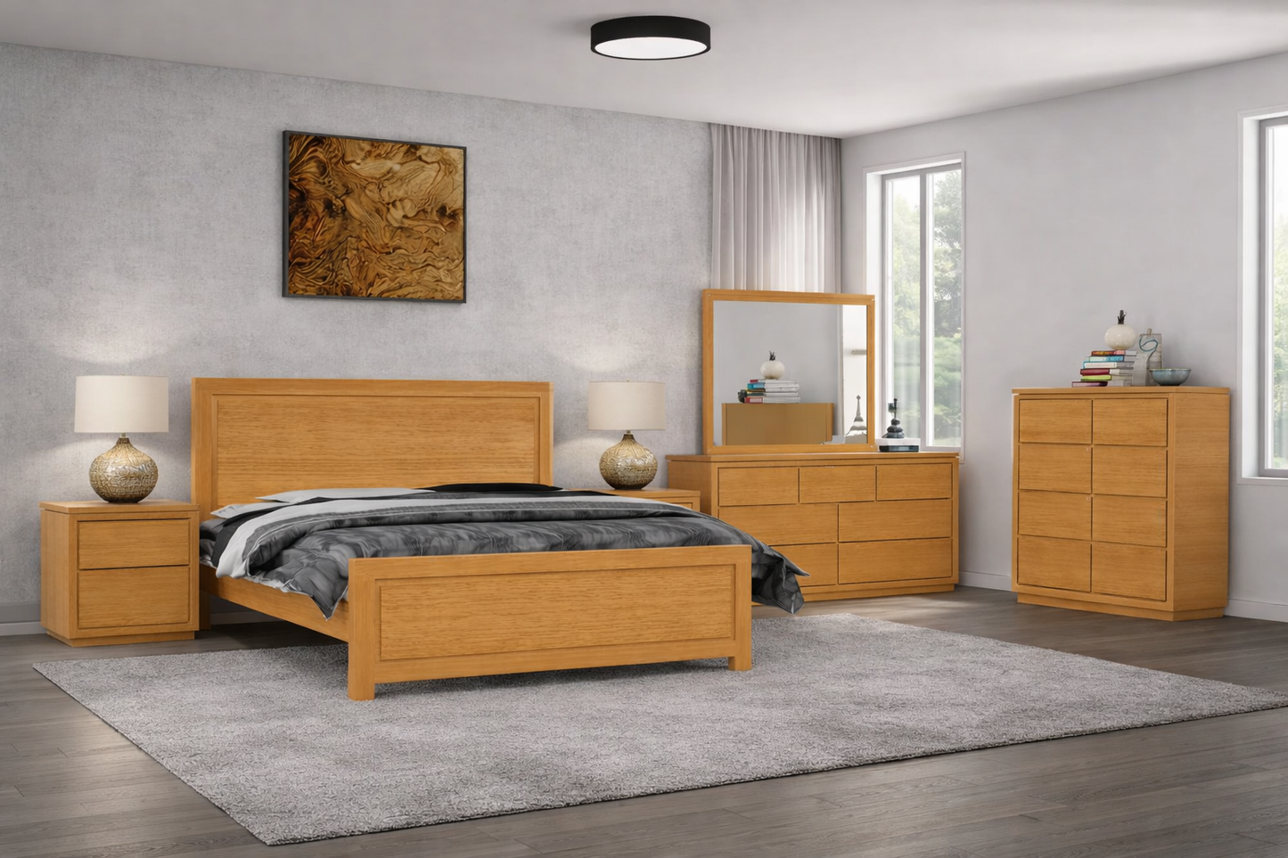 King Jackie (AUSSIE MADE) Timber Bed - Tassie Oak Combination - Assorted Colours