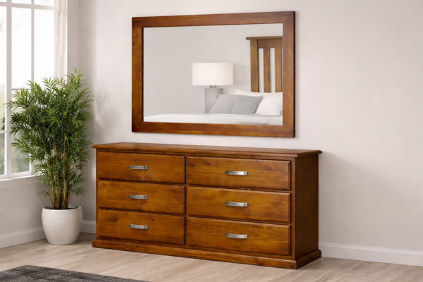 Xavian (AUSSIE MADE) 6 Drawer Dressing Table - Assorted Stained Colours