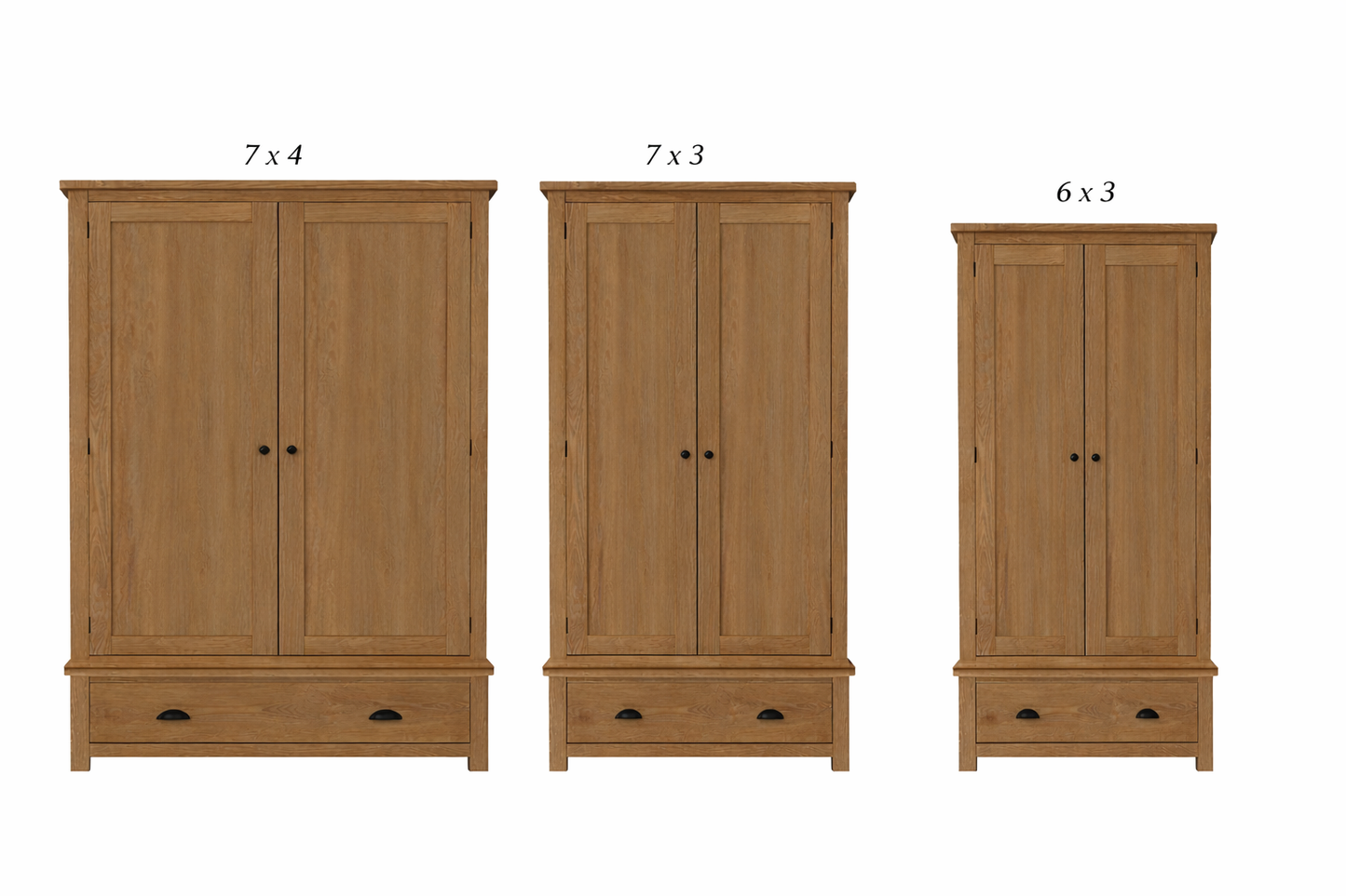 Eminence (AUSSIE MADE) 2 Door 1 Drawers Oak Wardrobe Collection - Tassie Oak Combination - Assorted Stained Colours