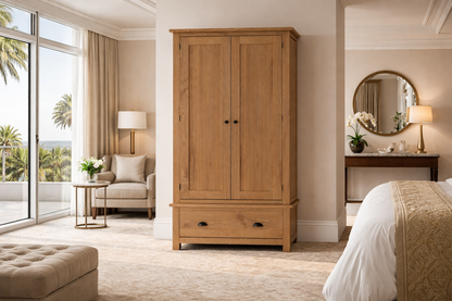 Eminence (AUSSIE MADE) 2 Door 1 Drawers Oak Wardrobe Collection - Tassie Oak Combination - Assorted Stained Colours