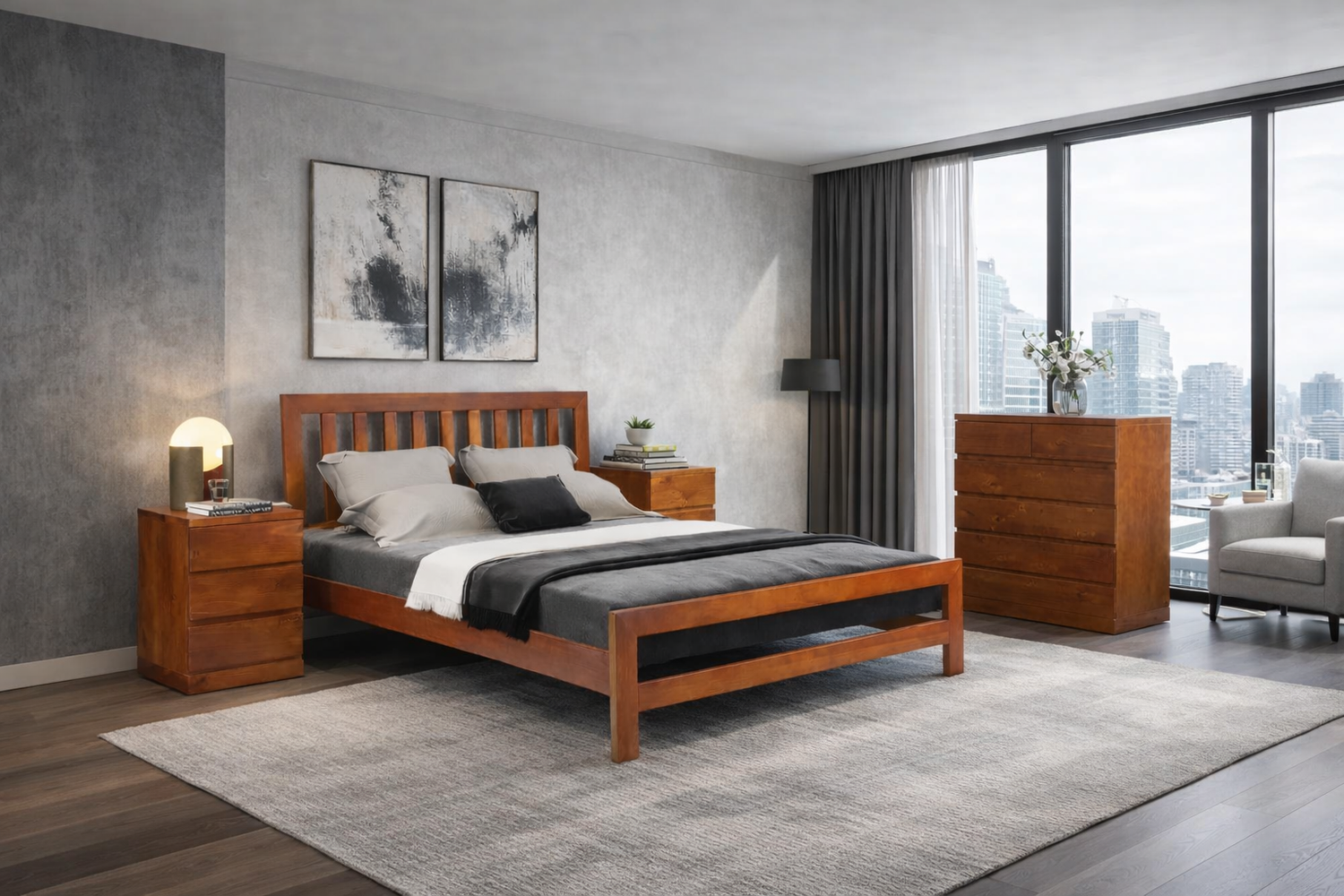 Fletcher (AUSSIE MADE) King 3 Piece (BEDSIDE) Bedroom Suite - Assorted Colours