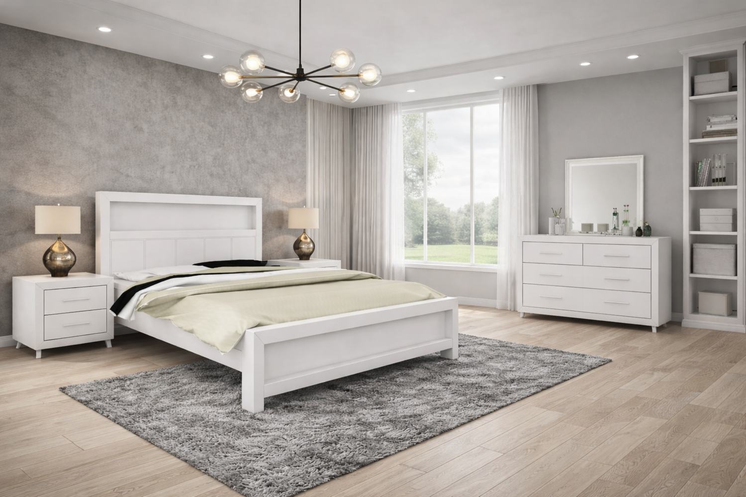 Carnival (AUSSIE MADE) Double Or Queen 5 Piece (DRESSER) Bedroom Suite With Bookend Bed - Tassie Oak Combination - Assorted Colours